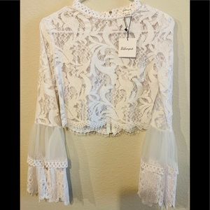 White Lace Cropped Top